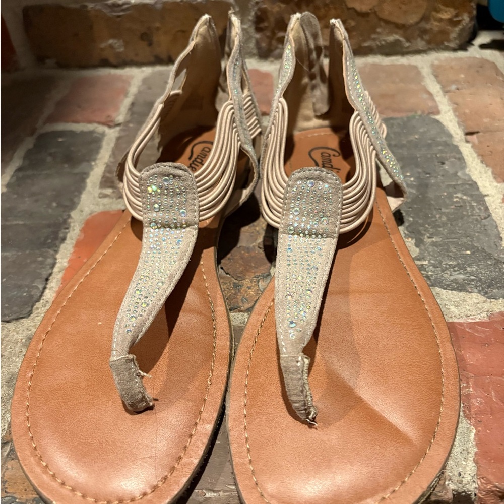 Tan/Brown leather Beaded Sandals
